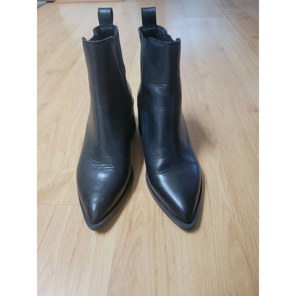 Steve Madden Audience Black Leather Pointed Toe Chelsea Ankle Boots Size 6.5M
